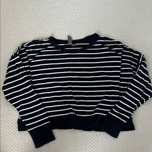 Sweaty Betty Navy and White Striped Sweatshirt